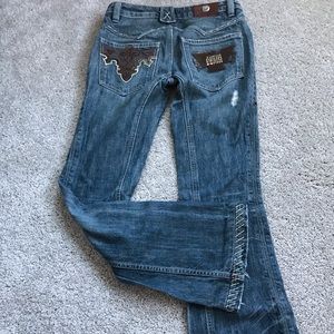 Antik Embroidered pocket distressed jeans 27